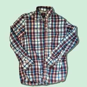 Wrangler medium regular fit plaid button down shirt breathable neck